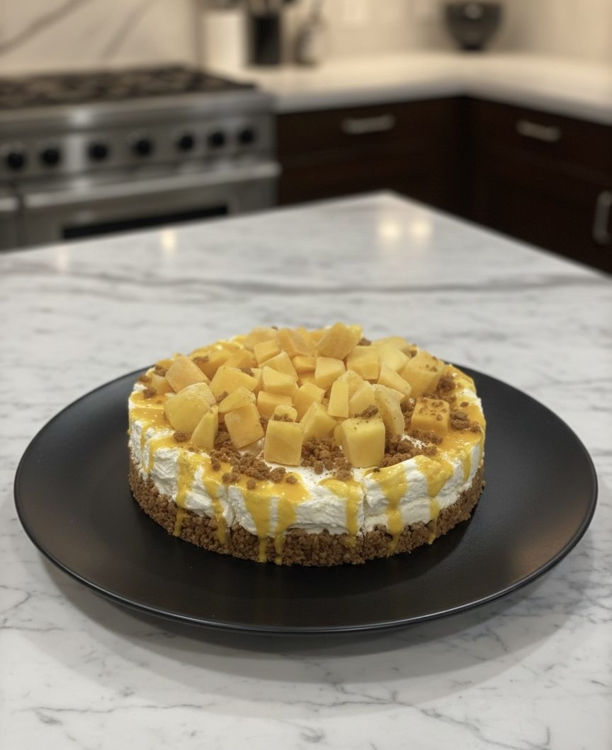 🥭 Speculoos and Mango Cheesecake Recipe (No Bake and No Gelatin)
